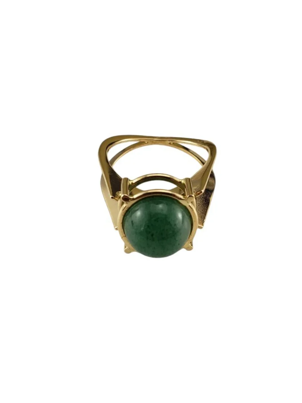 14 Karat Yellow Gold Aventurine Quartz Double Band Ring Size 7 #19043 - Picture 2 of 9